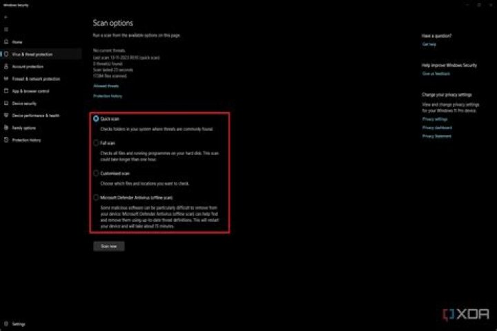 scan options