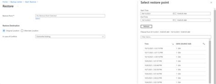 Select restore point