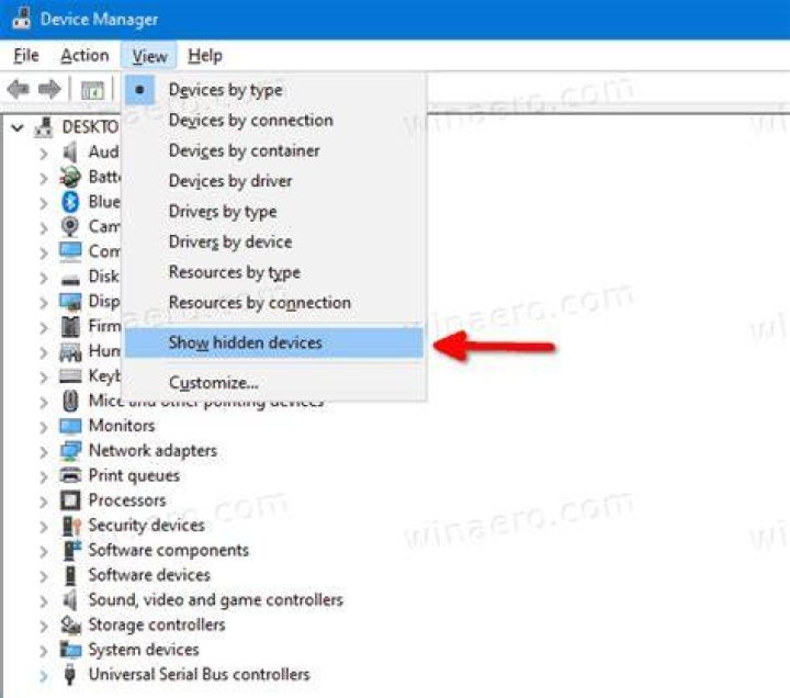 Show hidden devices
