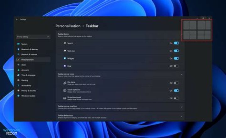 snap layout reset taskbar settings windows 11