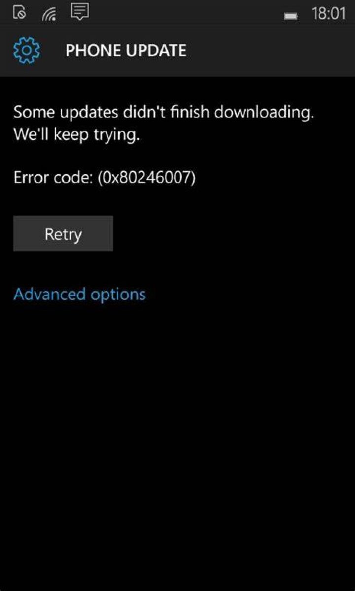 Some updates didn't finish downloading. we'll keep trying. error code: (0x80246007)