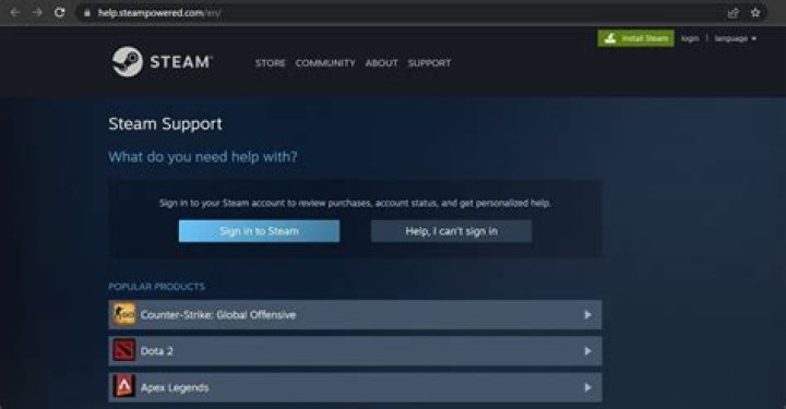 Steam help menu support Steam help menu support