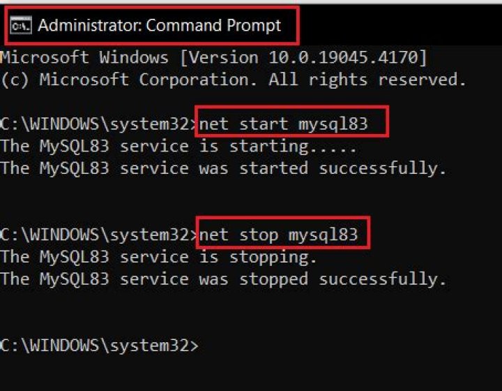 The net stop Command Prompt command The net stop command 0x80073cfb microsoft store