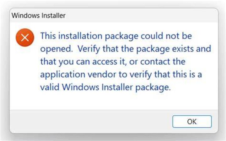This installation package could not be opened error