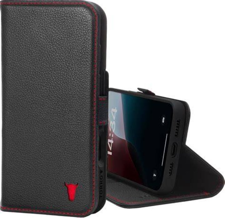 sgs22u torro wallet Torro wallet case for S22 Ultra in black leather with red detail