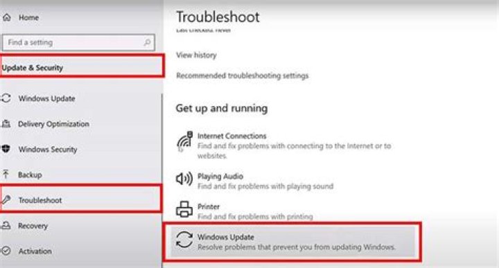 Troubleshoot tab in Settings Troubleshoot tab