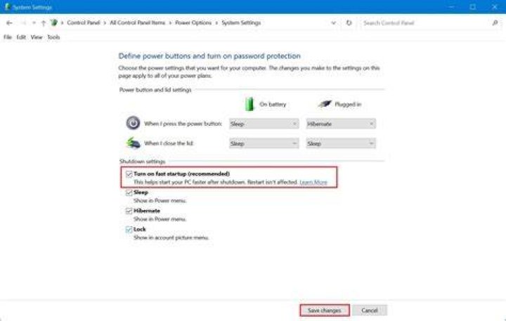 turn on fast start-up