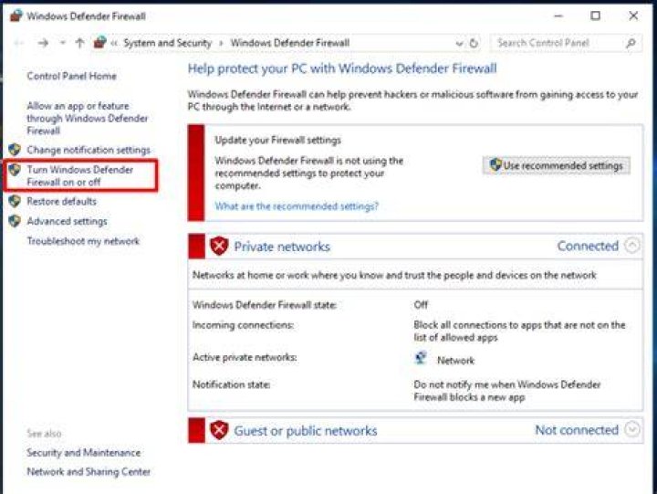 The Turn Windows Defender Firewall on or off option Turn Windows Defender Firewall on or off windows 11 mobile hotspot not working