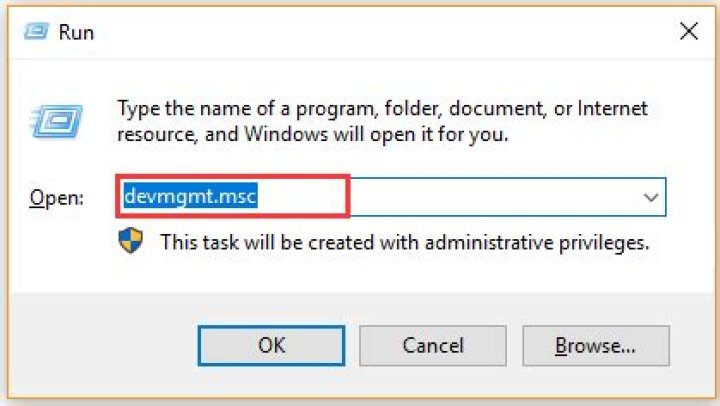 Type devmgmt.msc and hit Enter
