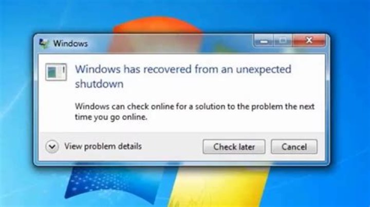 Unexpected shutdown Windows 7