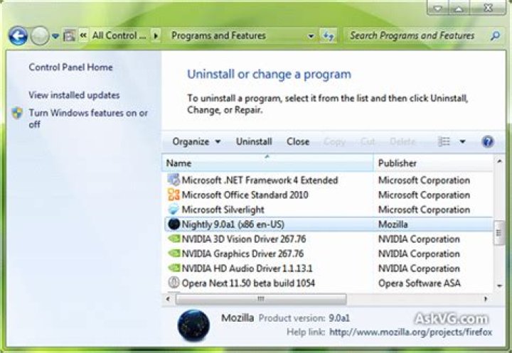 Uninstall program from Control Panel.