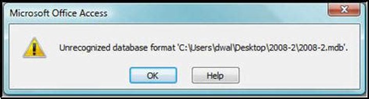 Unrecognized Database Format
