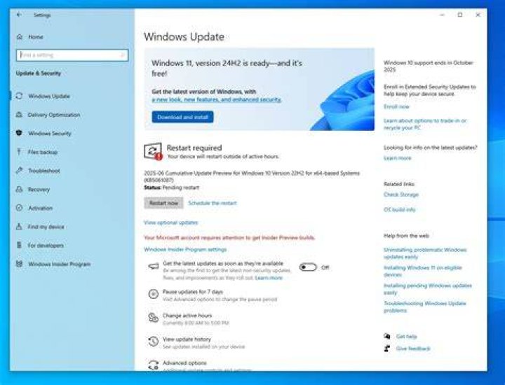 update and security run as administrator doesn't work