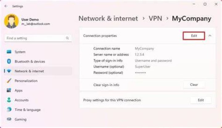 VPN properties