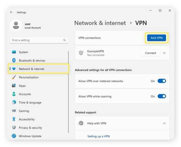VPN settings
