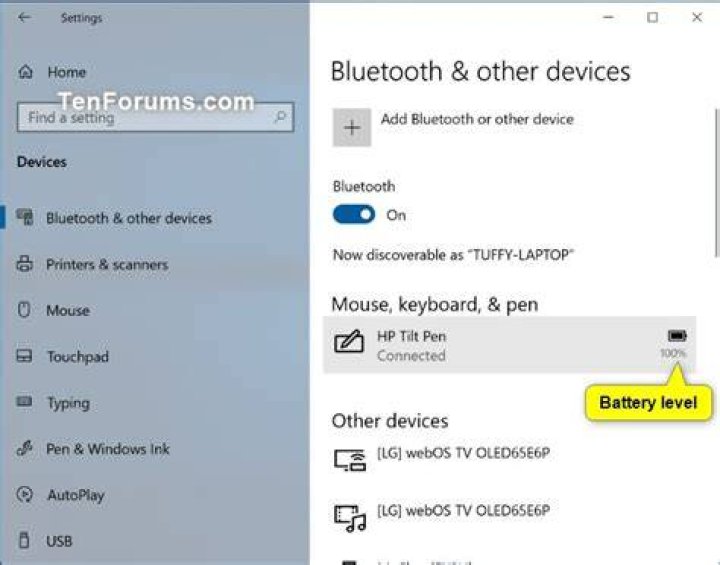 windows 10 bluetooth battery level