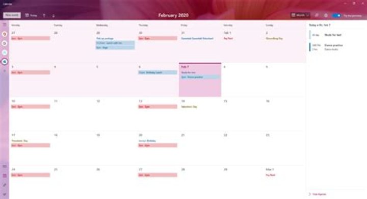 Windows 10 Calendar preview