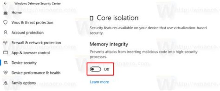 windows 10 core isolation