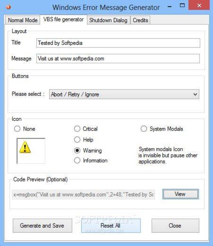 Windows 10 Error Message Generator