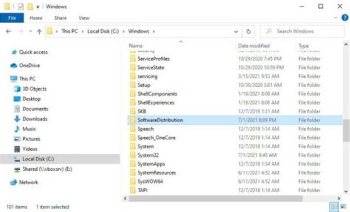 windows 10 SoftwareDistribution folder