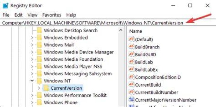 windowsNT registry editor