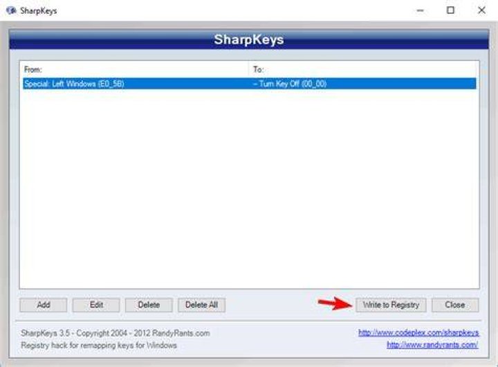 write to registry write to registry sharpkeys disable the Windows Key