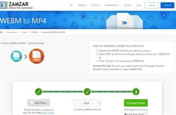 zamzar add files zamzar webm file to mp4
